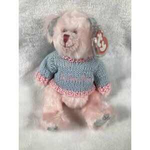 Ty Attic Treasures Collection 2001 I Love Mom  Bear Plush Pink With Sweater NWT